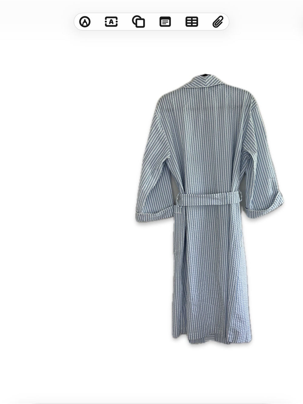 Matouk Blue and White Striped Cotton Matteo Robe - Picture 4 of 5